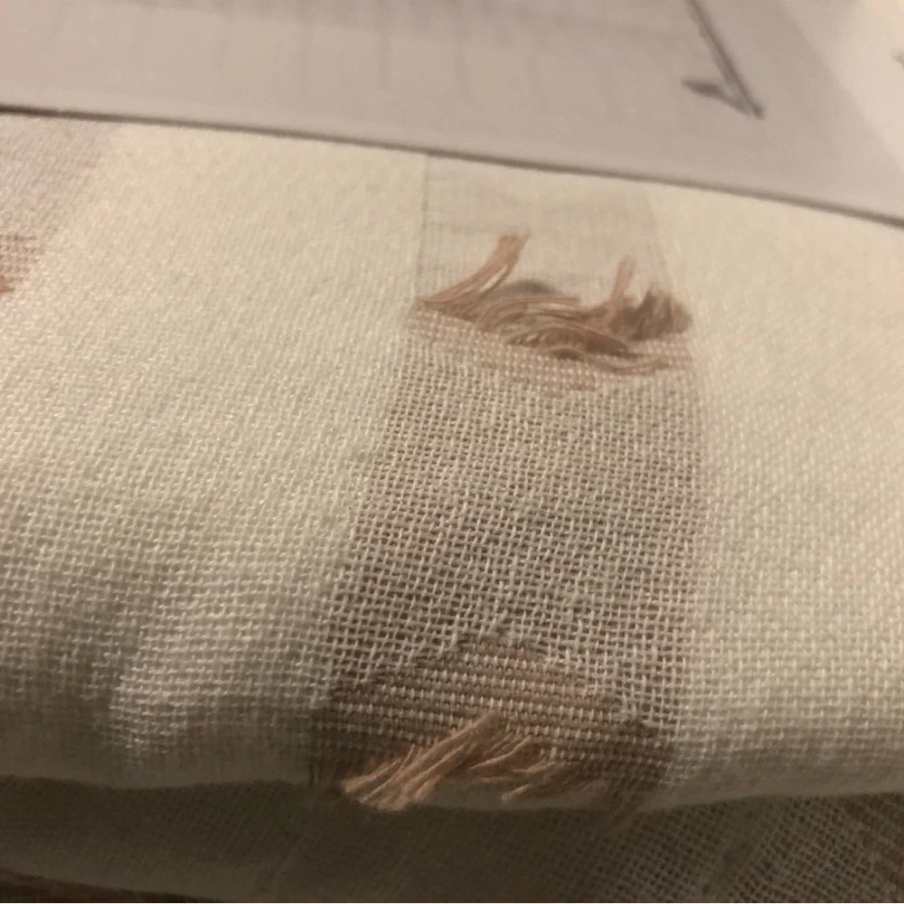 Sonoma Cream and Tan Striped With Frayed Edges Textured Shower Curtain